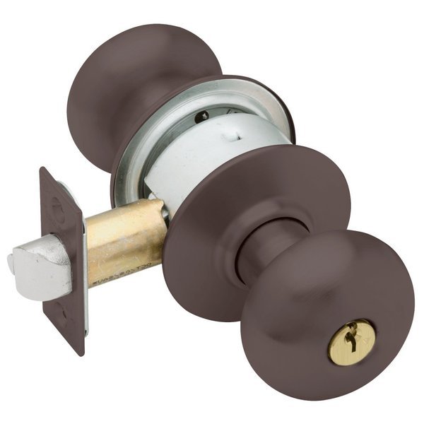 Grade 2 Classroom Cylindrical Lock, Plymouth Knob, Conventional Cylinder, Oil-Rubbed Bronze Finish, , Schlage, Mfr#: A70PD PLY 613